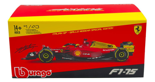 Bburago F1-75 Scuderia Ferrari 1/43 Charles Leclerc Modelo Color