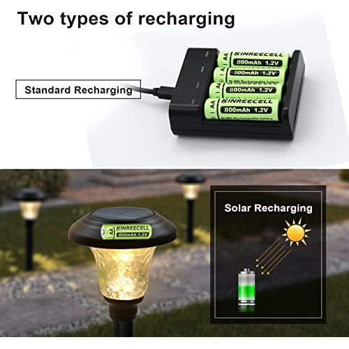 Pilas Aa Recargables, Baterías Solares De Doble De Nim...