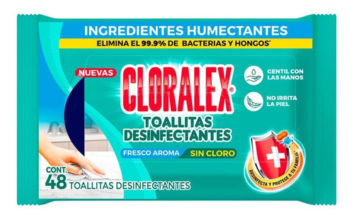 Toallitas Desinfectantes Cloralex Sin Cloro Fresco Aroma 48 Toallitas