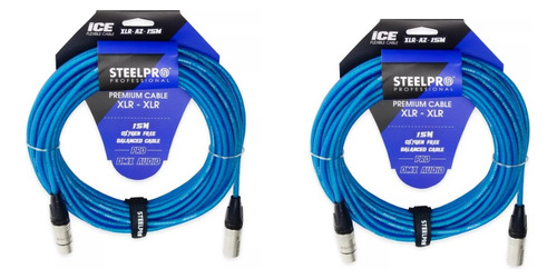 Paquete 2 Cables Xlr 15m Balanceado Profesional Steelpro