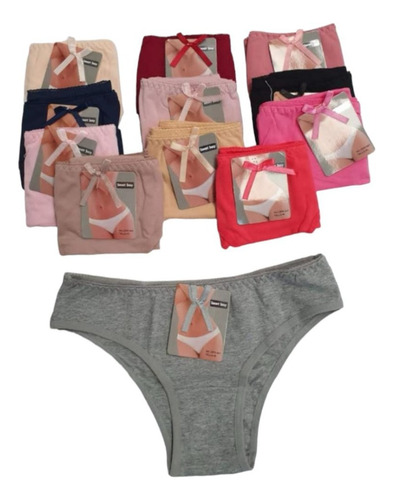 Pack 3 Bikini Bombacha Lisa Algodón Colores Surtidos