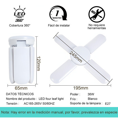 2pcs Luces Led Foco Ahorrador 36w 4 Aspas E27 Para Casa,focos Ahorradores,foco,focos Led,foco Ahorrador