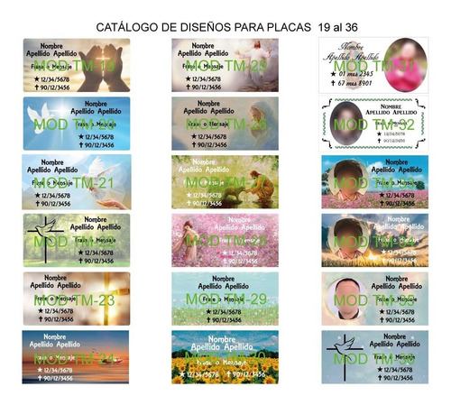 2 Placas Paraurna Y/o Nicho Personalizadas Fullcolor 12x6 Cm