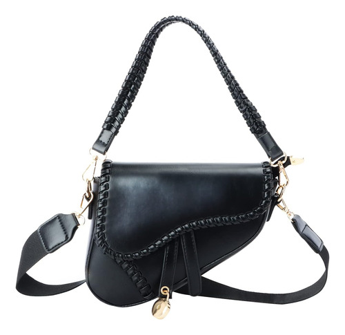 Wog2008 Bolsos De Sillín Para Mujer, Bolso De Hombro Negro A