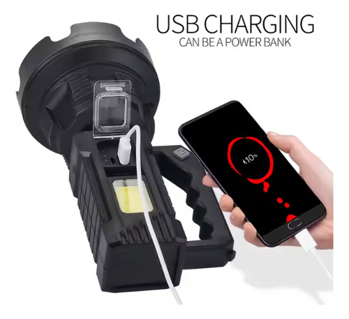 Foco Linterna Recargable Caza Mina Power Bank + Trípode