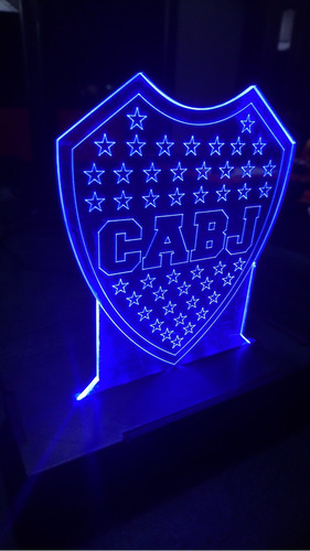 Lámpara Acrilico Decoración Boca River Led Estructura Negro Pantalla Eleccion