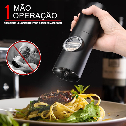 Moedor Elétrico Sal Grosso Pimenta Temperou Usb Recarregável