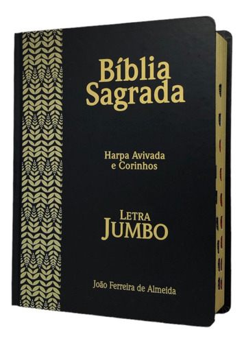Bíblia Sagrada Letra Jumbo Harpa Avivada Ramos Rosa Luxo Índ