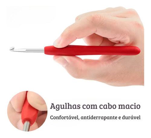 Kit Com 9 Agulhas Soft Para Crochê Tricô Conjunto
