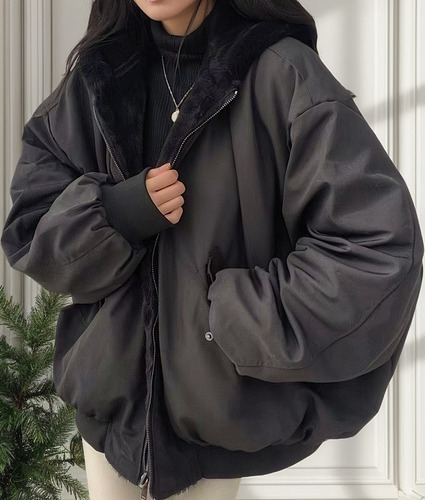 Chamarra Bomber Acolchada Reversible Para Mujer Con Capucha