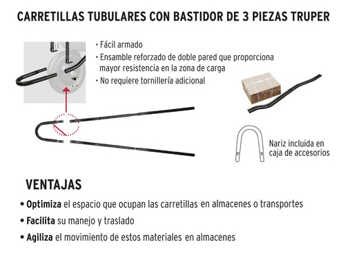 Carretilla Metalica Hasta 580 Kg 70 Lts Rueda Truper 10253