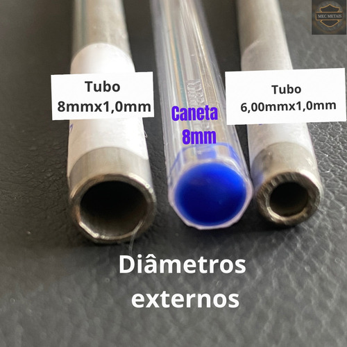 Tubos (cano) Aço Inox 304 Fosco 6mm X 1mm X 500mm - 20 Unid