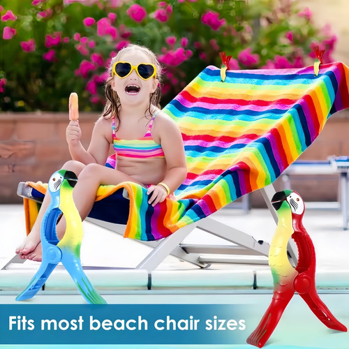 .. 4 Divertidos Clips Para Toallas De Playa, Pinzas Para La