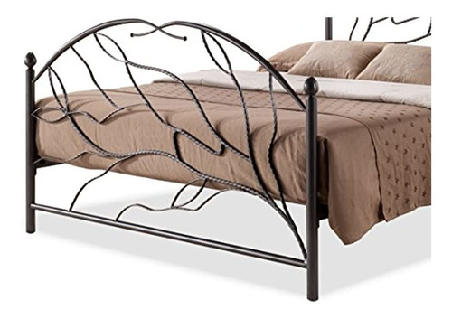 Baxton Studio Zinnia Metal Plataforma Cama  Del Mar Negro Or