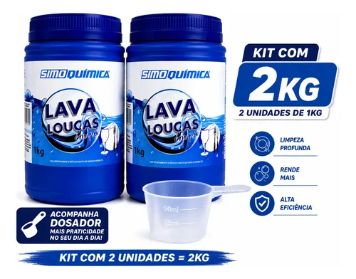 Kit C/ 2 Sabão Detergente Para Maquina Lava Louças Em Pó 1kg | MercadoLivre