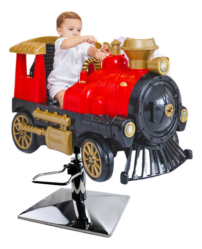 Cadeira Carrinho Locomotiva Barbearia Salão Infantil 3 Em 1