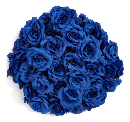 Cabezas De Flores De Seda, 50 Unidades For Sombrero (azul O