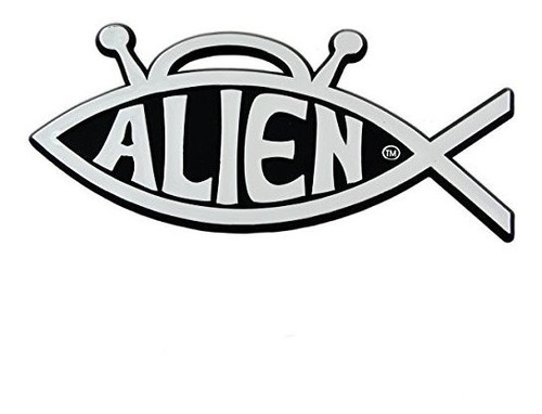 Emblema De Pez Alien Plástico - [plata][5'' X 2 3/4'