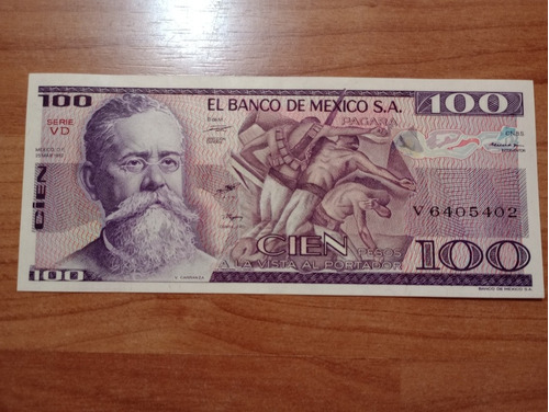 Billete Antiguo De 100 Pesos Mexicanos De Colección 