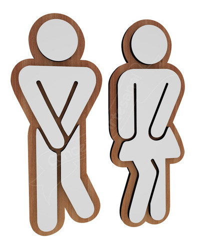 Imagem 1 de 2 de Placa Sinalização Banheiro Silhueta Feminino Masculino Hotel
