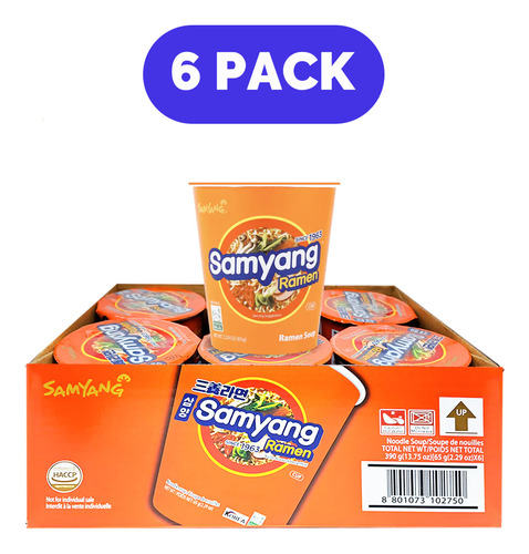 Paquete Samyang Cup Ramen 65 G 6 Pzas