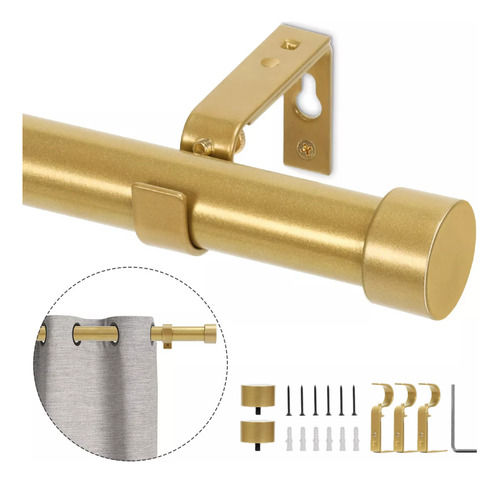 Cortineros De Metal Ajustable Barra De Cortina 91cm-220cm Color Dorado