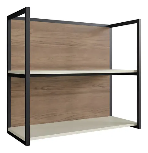 Nicho Aéreo Cozinha Édez Uno 100% MDF Off White Louro Freijó 80cm
