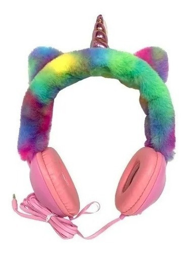 Auriculares Unicornio Cableado Afelpado Arcoiris Niños