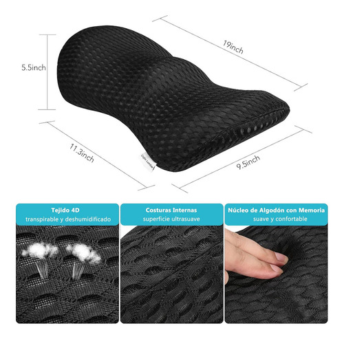 Gel Almohada Lumbar Cojín Espuma Viscoelástica Para Cintura