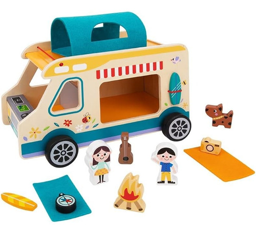 Juego Vehiculo Caravana De Camping Madera Acacia Magnific 