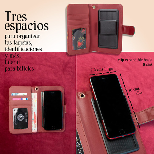 Funda Porta Celular Y Tarjetero Nicole Lee The Queen Ss25 Color Carmín