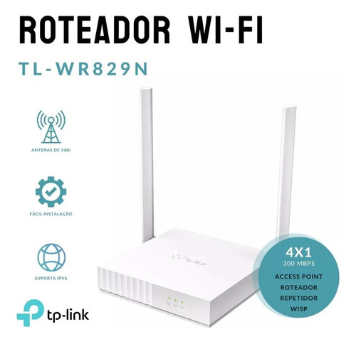 Roteador Tp-link Tl-wr829n 4 Em 1 Antena 5dbi Ipv6 300mbps
