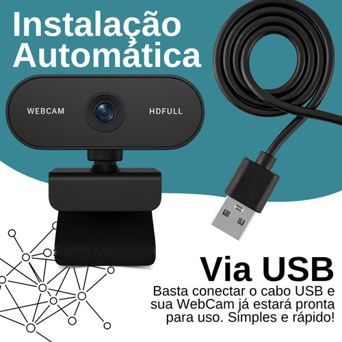 Webcam Camera Full Hd 1080p 360º Usb 2.0 Com Microfone Integrado Para Videoconferência Streamcam Home Office Digital Informática