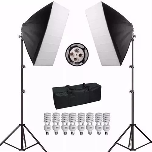 Iluminação Kit 2x Softbox 50x70 Lâmpadas Bolsa Tripe 360w