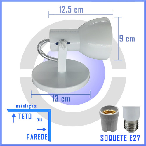 Luminária Sobrepor Para Teto Simples Laje Gesso 12 Unid