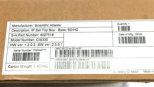 Cisco High Definition Iptv Set - Top 4027518 Cis330 Nib Aac