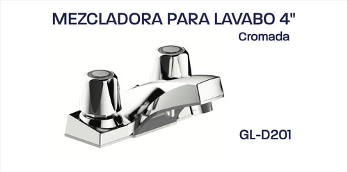 Mezcladora Para Lavabo 4  Cromada Gl-d201