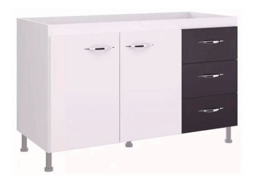 Bajo Mesada Cocina Muebles 2 Puertas 3 Cajones Bw1