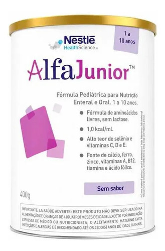 2 Latas Fórmula Infantil Nestlé Alfajunior Sem Glúten. Sem Sabor