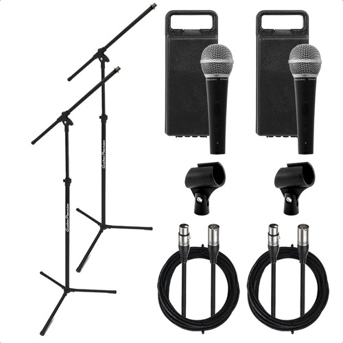 2 X Microfonos Sn58 Modelo Sm58 Pies Pipetas Cables Combo