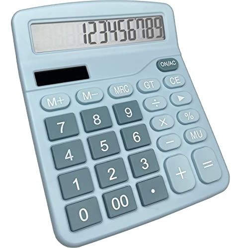 Calculadora De Pantalla Grande Celeste 12 Digitos  Rhino