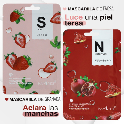 Imagen 6 de 7 de Mascarilla Facial Frutal Hidratante De Tela Cuidado Piel