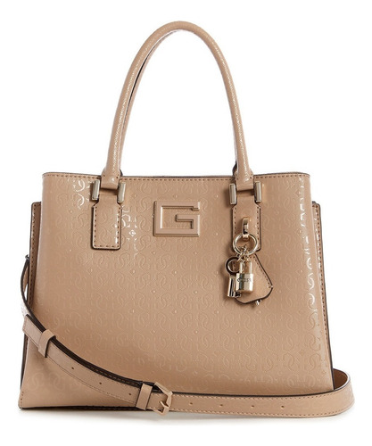 Bolsa Guess Blane Girlfriend Satchel Gg812606-msh Acabado De Los Herrajes Niquel Color Marrón Color De La Correa De Hombro Marrón Diseño De La Tela Liso