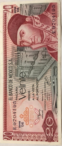 Billete De 20 Pesos Mexicanos Del Año 1977