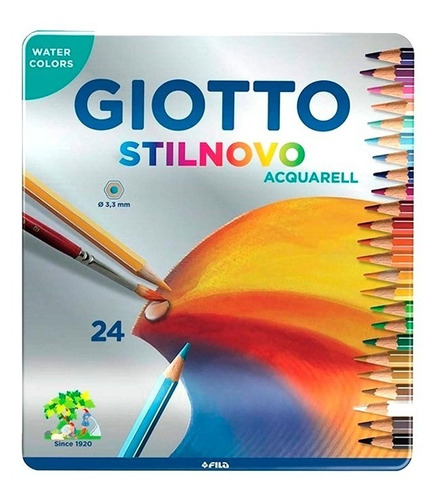 Pinturitas Lapices Giotto Stilnovo Acuarelables Lata X 24 U