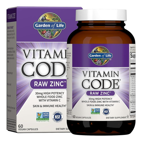 Zinc Raw 30 Mg Garden Of Life 60 Capsulas