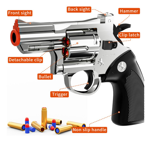Toy Gun Foam Blaster Soft Bullet Revolver Xuyongjun Silver