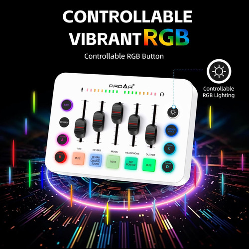 Gaming Audio Mixer, Live Streaming Sound Card Rgb Pc Dj M...