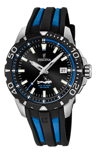 Festina  Mens Divers  Black/blue Rubber  B07stlv64x_210324