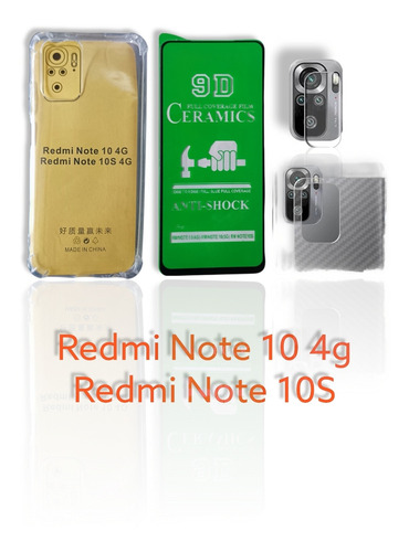 Kit Funda Silicón Y Micas Xiaomi Redmi Note 10s / 10 4g